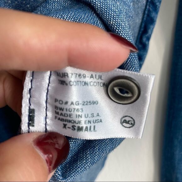 AG Adriano Goldsshmied Denim Button Down Shirt Size X-Small - Picture 7 of 8
